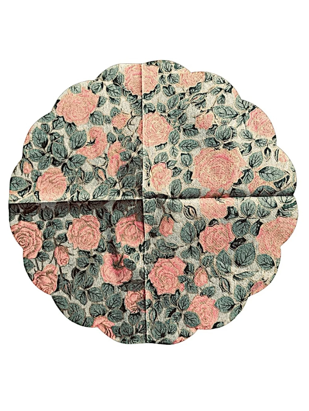 FREUND-MAYER Vintage Rice Paper Napkins (lot of 18) Rose Pattern Scalloped Fan
